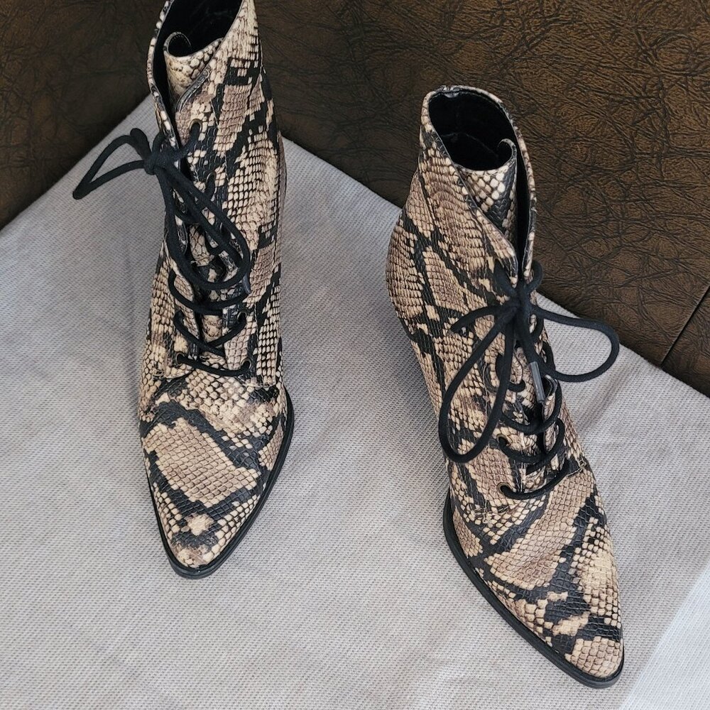Qupid Snake Skin Ankle Booties